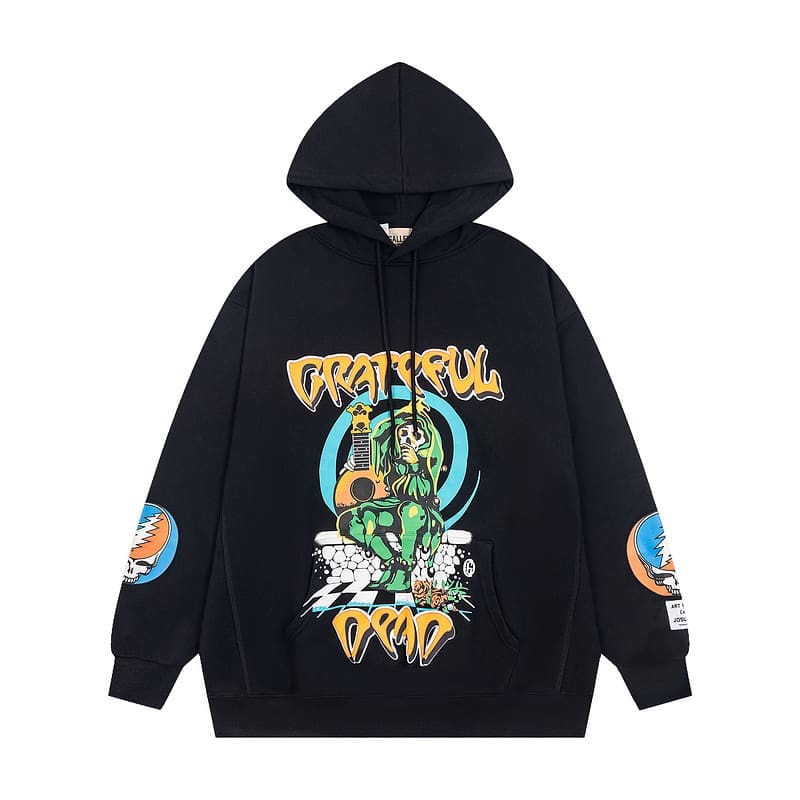 Gallery Dept High Street Skull Print Loose Hooded Sweater with Gilded Letters