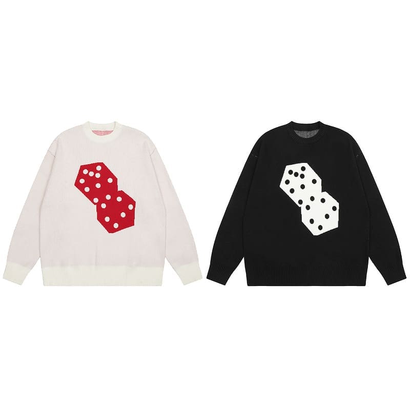 Stussy Dice Jacquard Round Neck Sweater for Men and Women