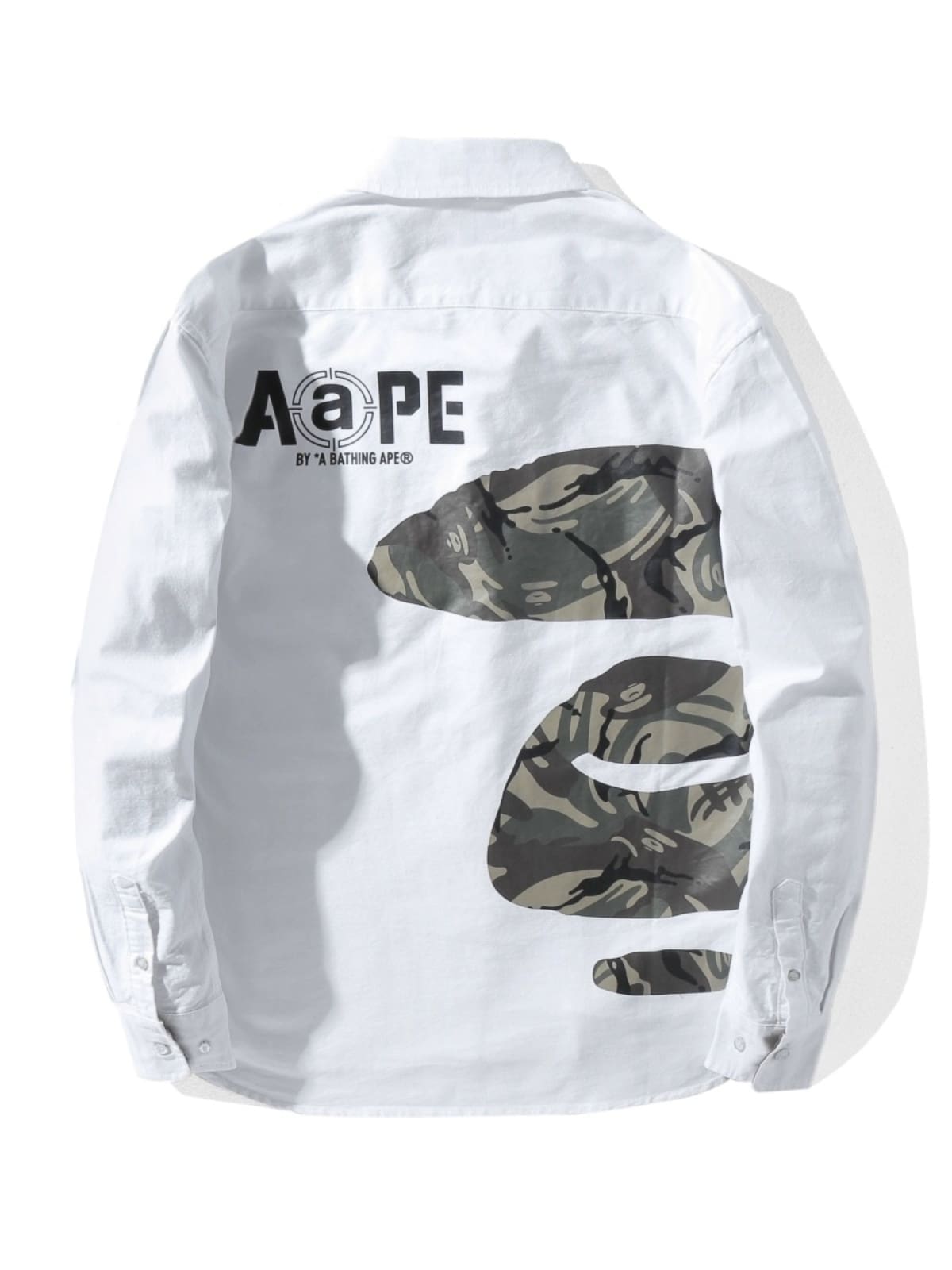 AAPE Ape Head Camouflage Letter Print Long Sleeve Shirt for Men and Women