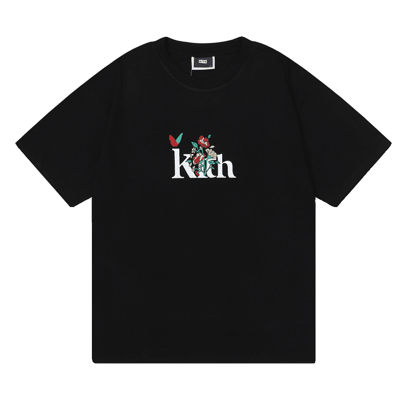 Kith Begonia Floral Logo Tee Cotton Short Sleeve T-Shirt for Men and Women