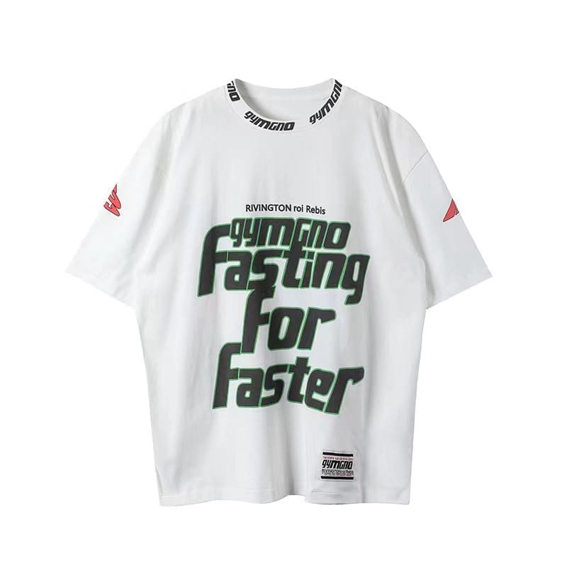 RRR123 Graffiti Letter Print Loose Round Neck T-Shirt
