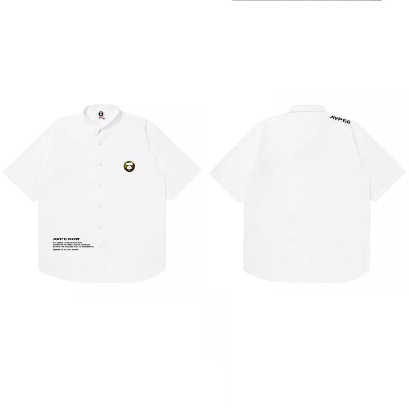 AAPE Loose Cotton Oxford Short Sleeve Shirt for Men and Women