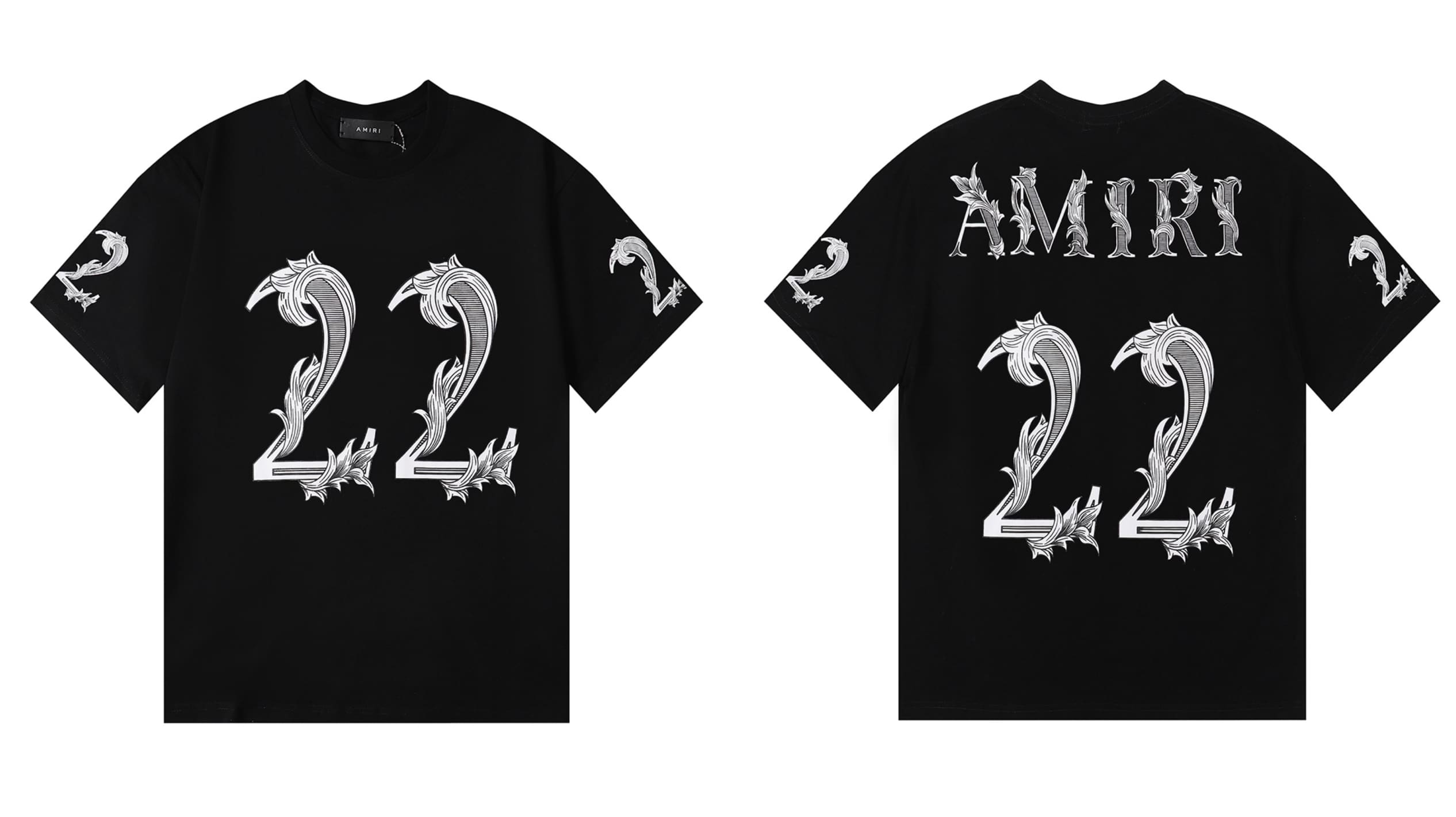 Amiri Fashion Solid Color High Street T-Shirt Retro Loose Fit 1