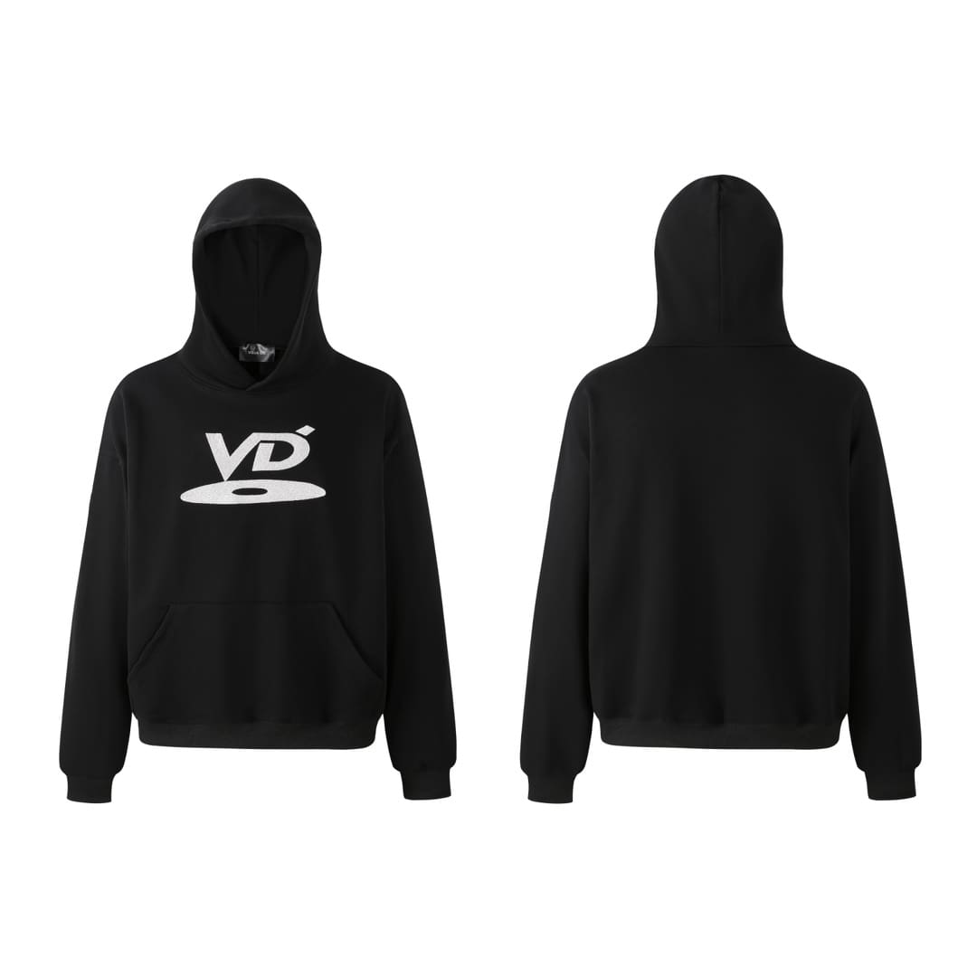Vujade 006 letters VD embroidered letters hooded sweater High Street casual Vibe style loose couple hoodies tide