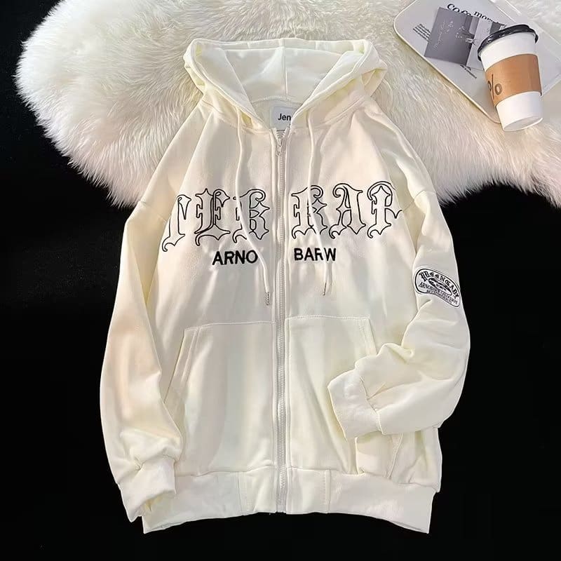 Retro Street Oversized Letter Print Hoodie Men’s Fashion Jacket