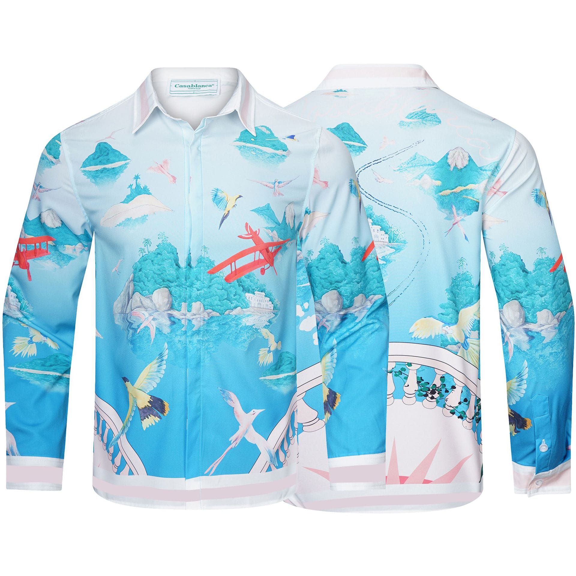 Casablanca Digital Spray Print Long Sleeve Fashion Shirt for Men