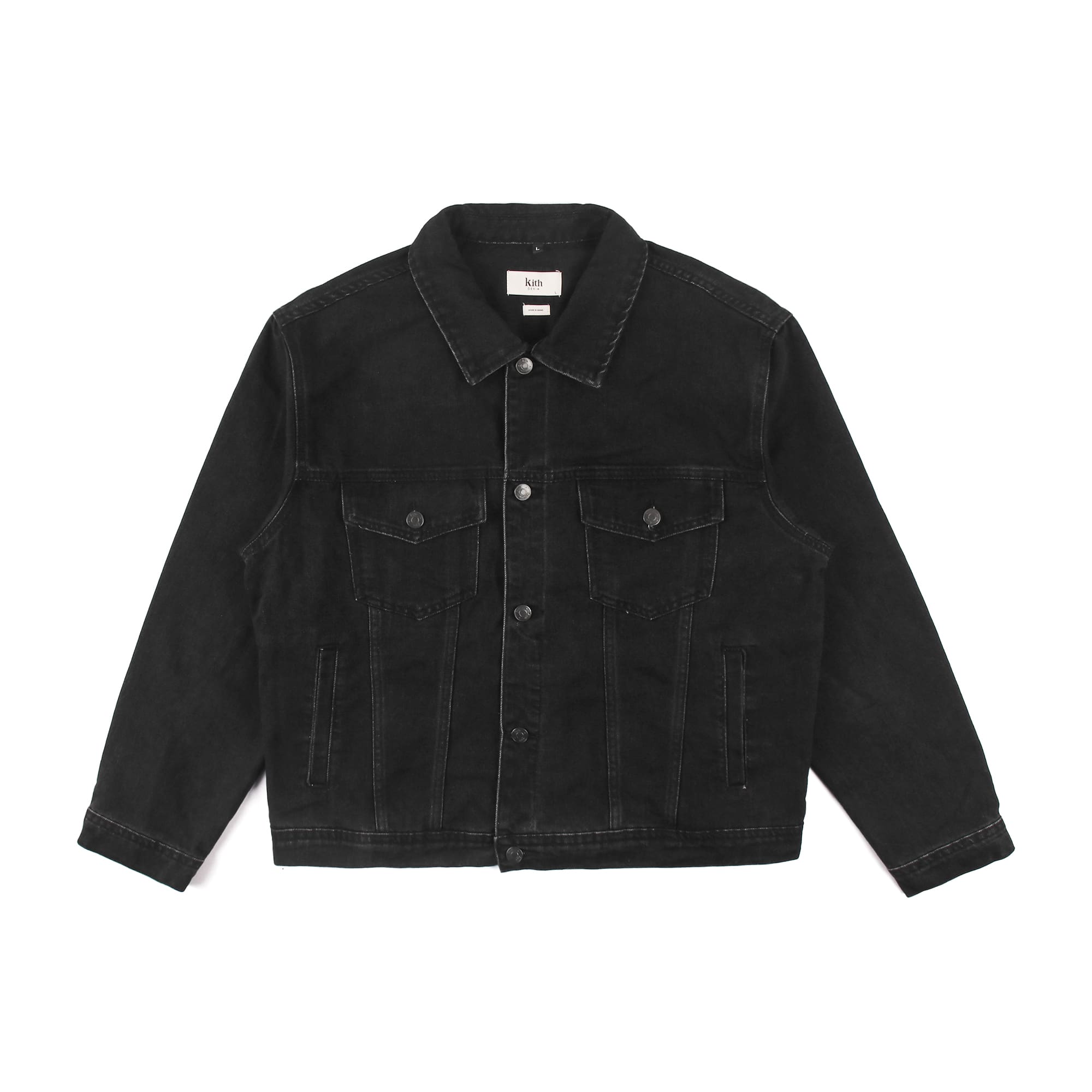 Kith washed black retro denim jacket coat men’s Maychao autumn and winter New loose lapel long sleeves cow quilt