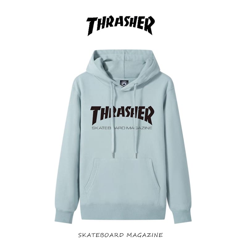 thrasher flame letter hooded sweater loose casual pure cotton coat