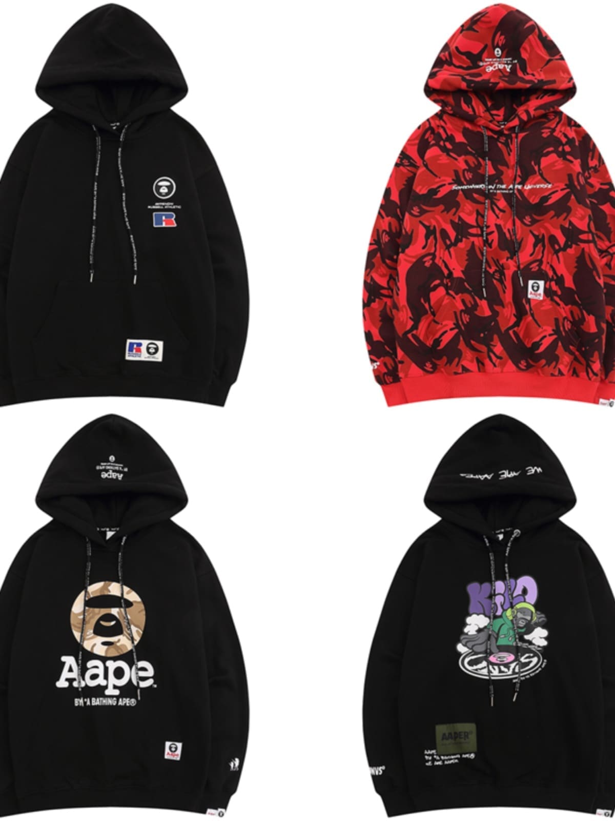 AAPE Cotton Terry Zip Cardigan Hoodie for Men and Women