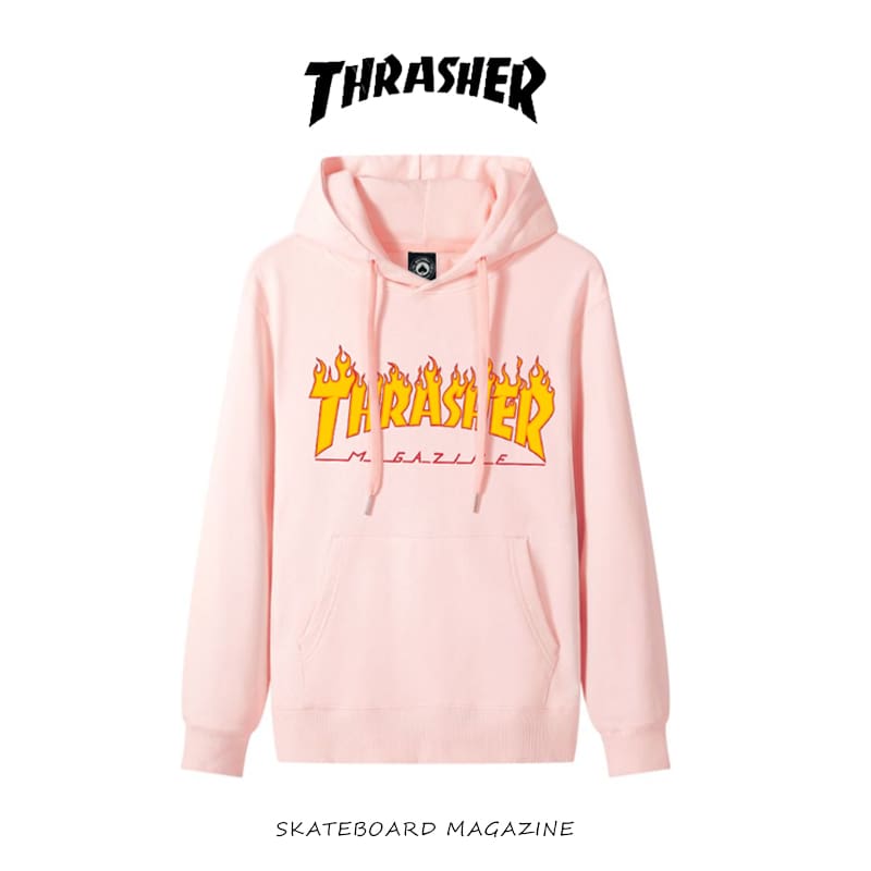 thrasher flame yellow fire hooded sweater loose casual pure cotton coat