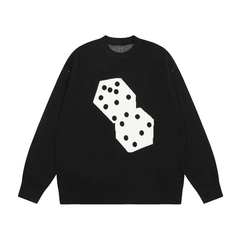 Stussy Dice Jacquard Round Neck Sweater for Men and Women