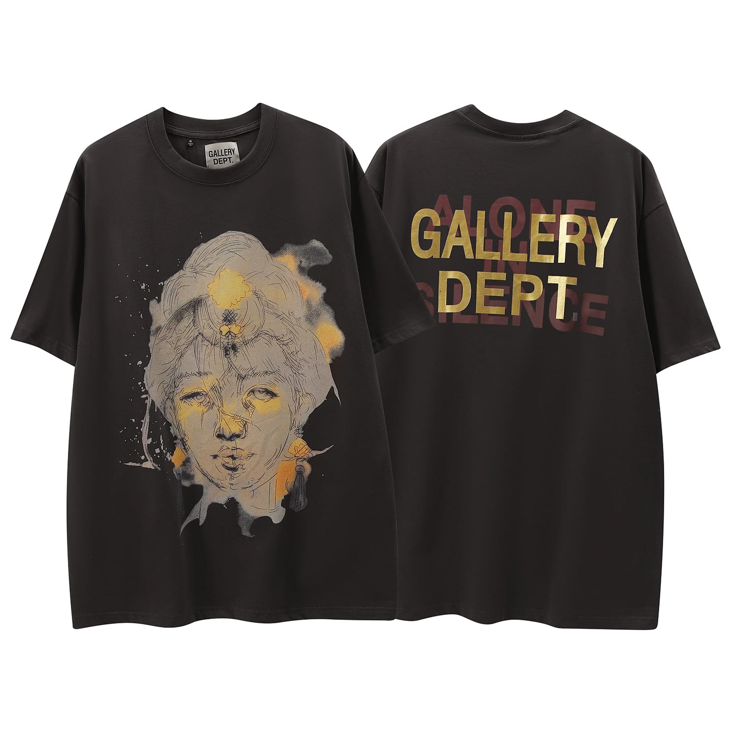 Gallery Dept Retro Paint-Splattered Graffiti Cotton T-Shirt for Men and Women