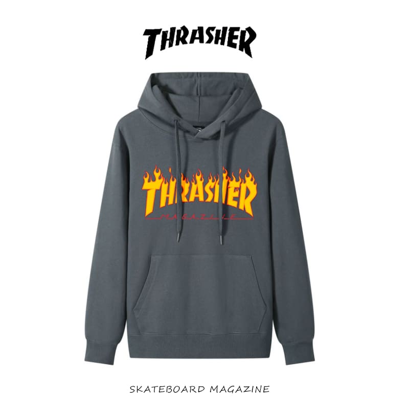 thrasher flame yellow fire hooded sweater loose casual pure cotton coat