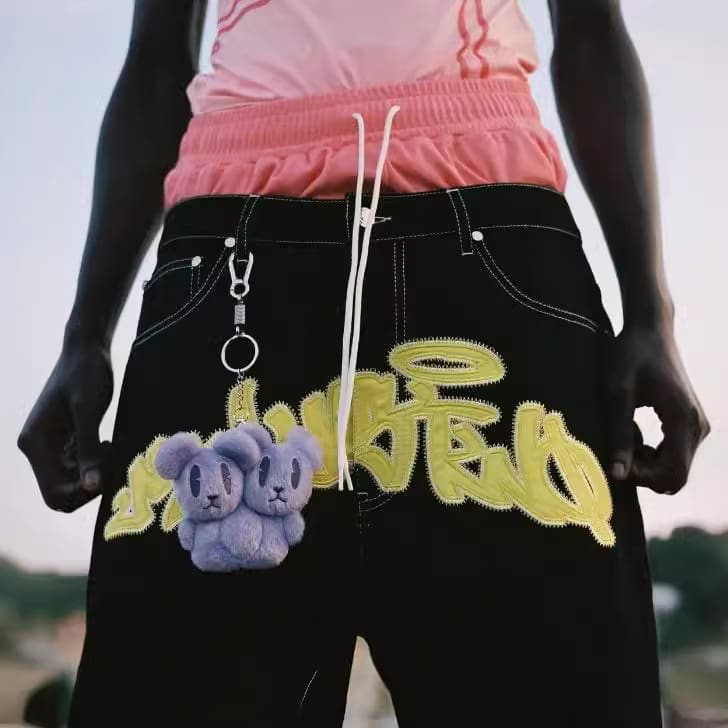 Minus Two Embroidered Denim Shorts Straight Leg Streetwear