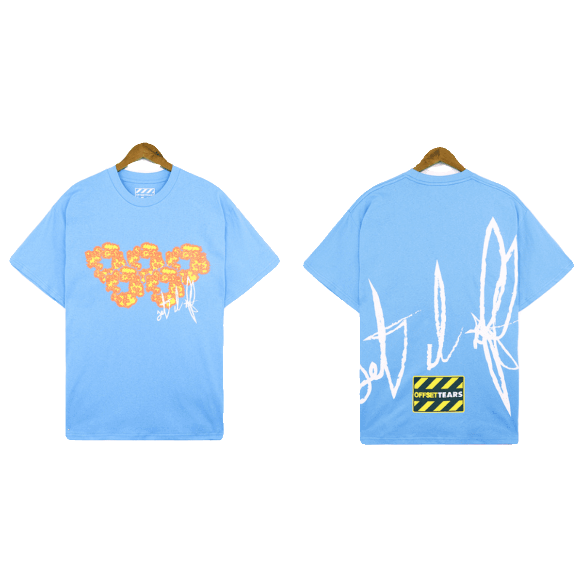 Denim Tears x Offset Flame Print Cotton Short Sleeve T-Shirt