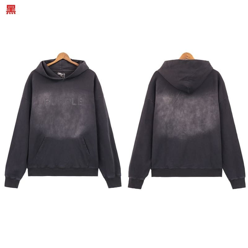 pu*re b*and logo printed washed casual hooded sweater for men and women