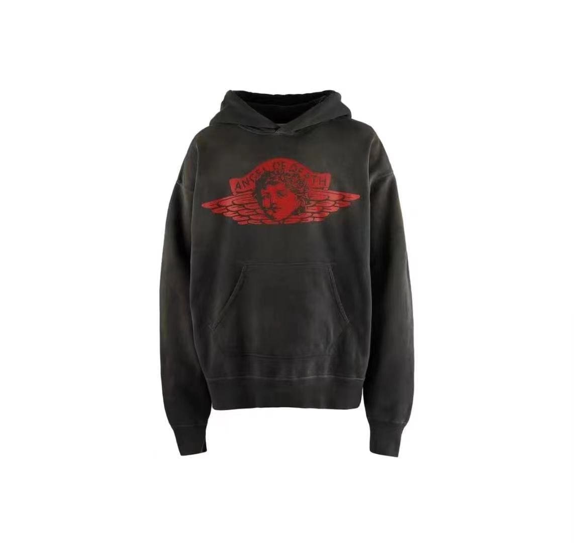 Saint Michael Washed Angel Pullover Hoodie for Men and Women