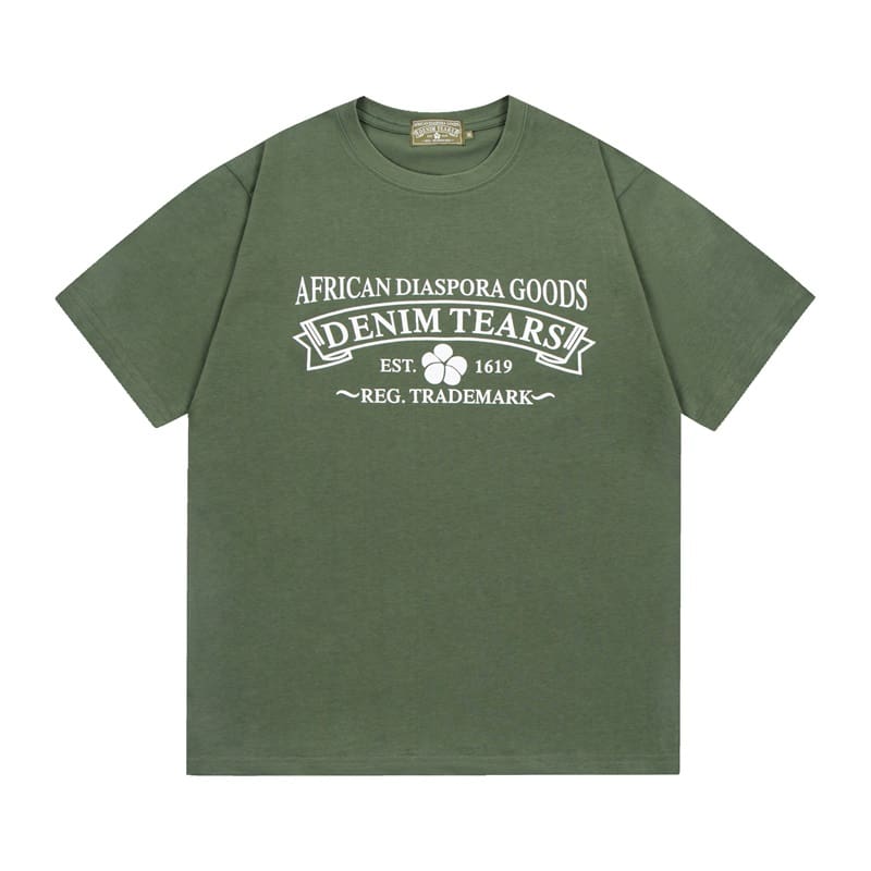 Denim Tears Hip Hop Pure Cotton Short Sleeve T-Shirt for Men and Women