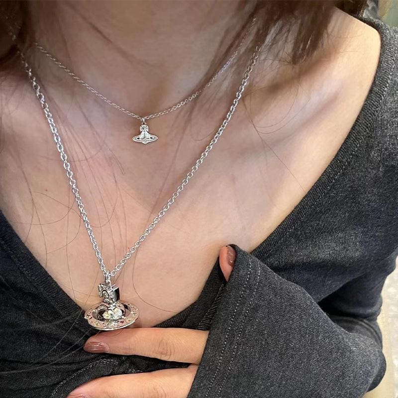 Vivienne Westwood OSLO Mini Saturn Necklace and Stud Earrings 925 Silver