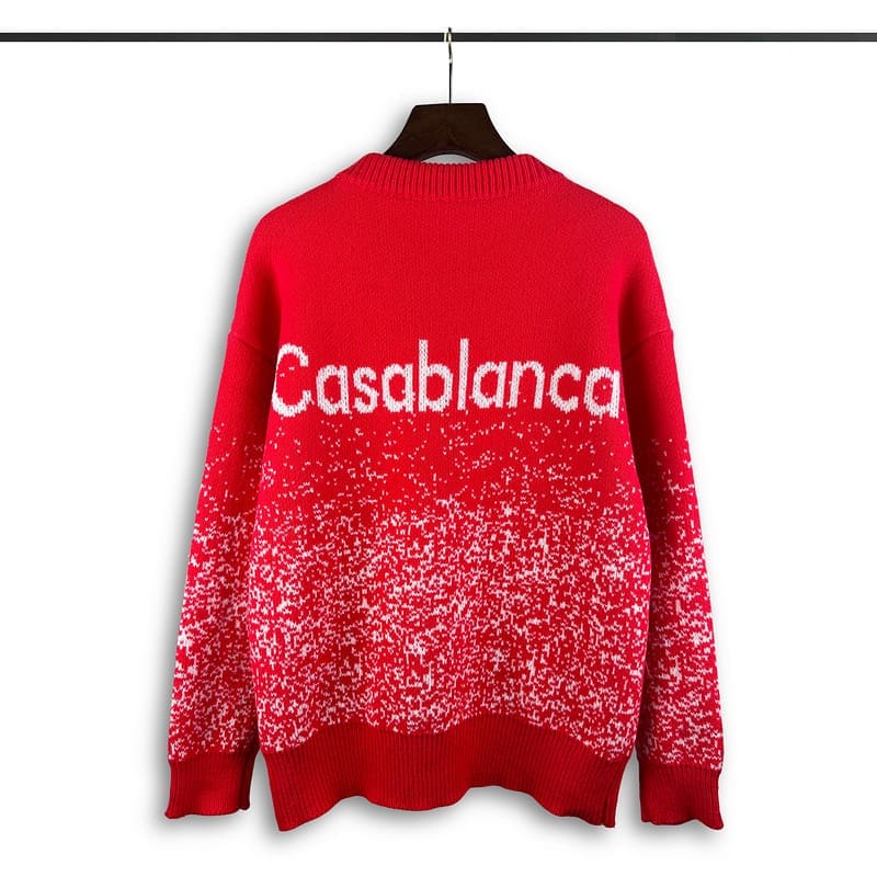 Casablanca Letters Jacquard Loose Round-Neck Sweater for Men and Women