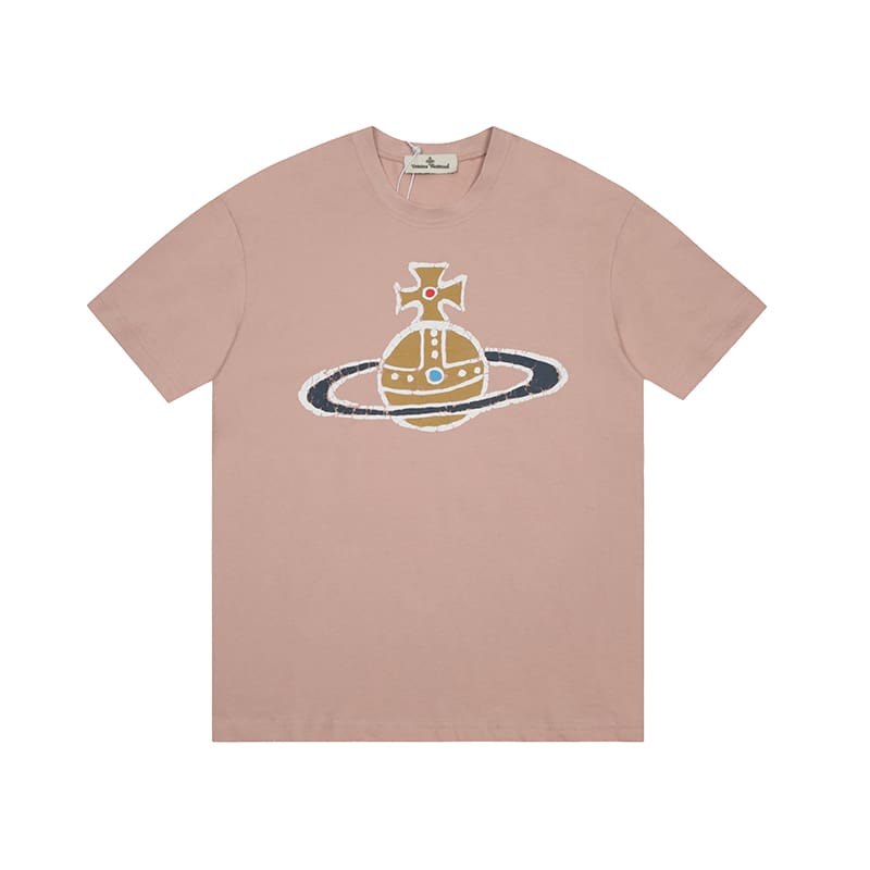 Vivienne Westwood Splash-Ink Embroidered Star Print Round Neck T-Shirt Half Sleeve
