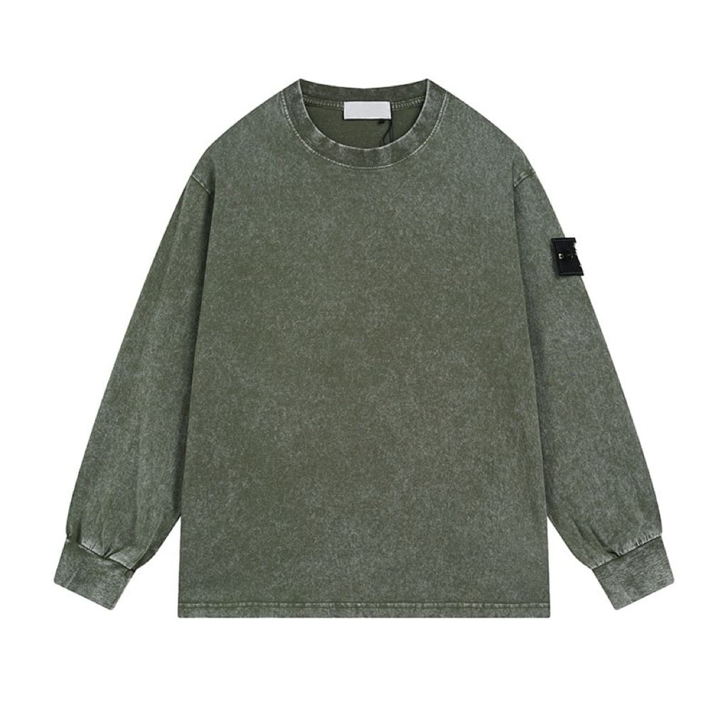 Stone Island Washed Retro Crew Neck Long Sleeve Sweater For Men And Women