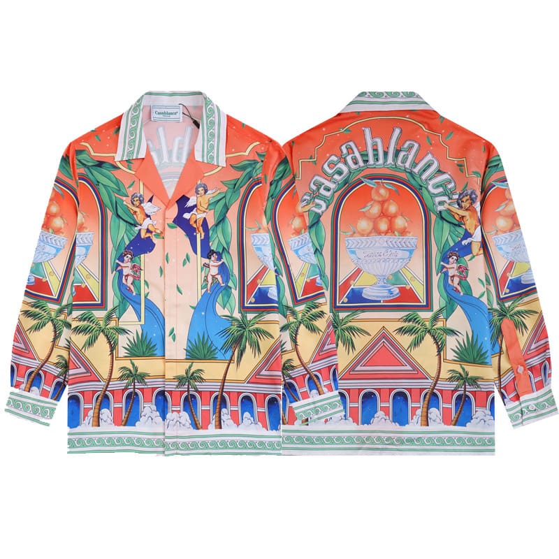 Casablanca Printed Long Sleeve Beach Shirt for Men