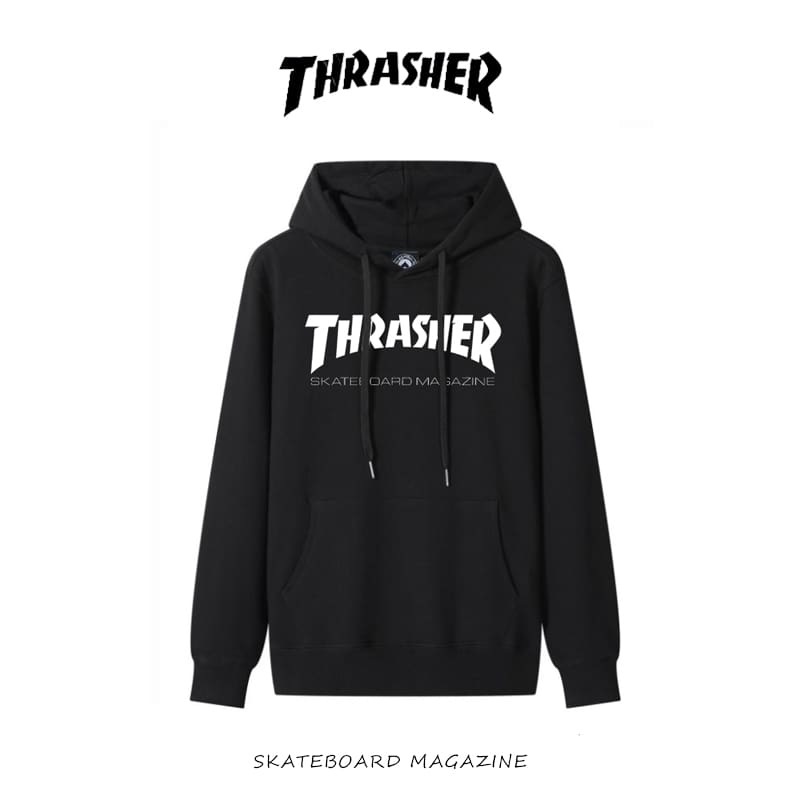 thrasher flame letter hooded sweater loose casual pure cotton coat