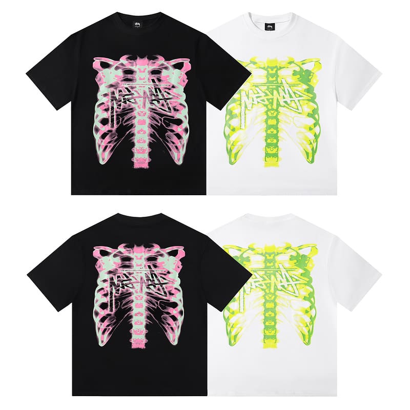 Stussy Reflective Skull Print Cotton T-Shirt Summer Edition