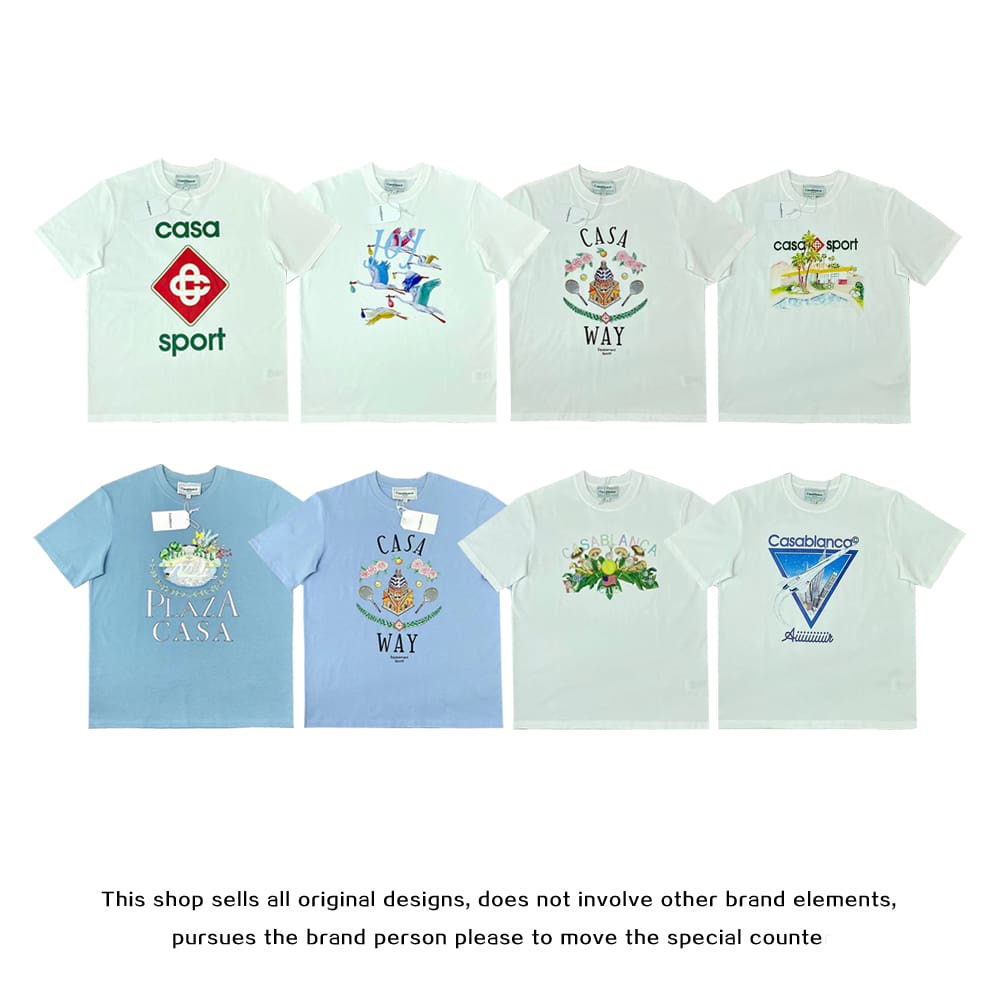 FOG AMIRI CASABLANCA Printed Pattern Loose Round-Neck Short-Sleeve T-Shirt for Men and Women