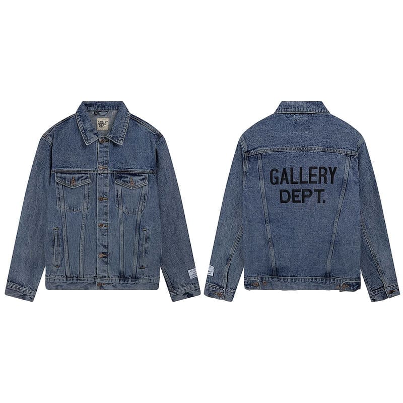 Gallery Dept Letter Embroidery Distressed Denim Jacket for Men