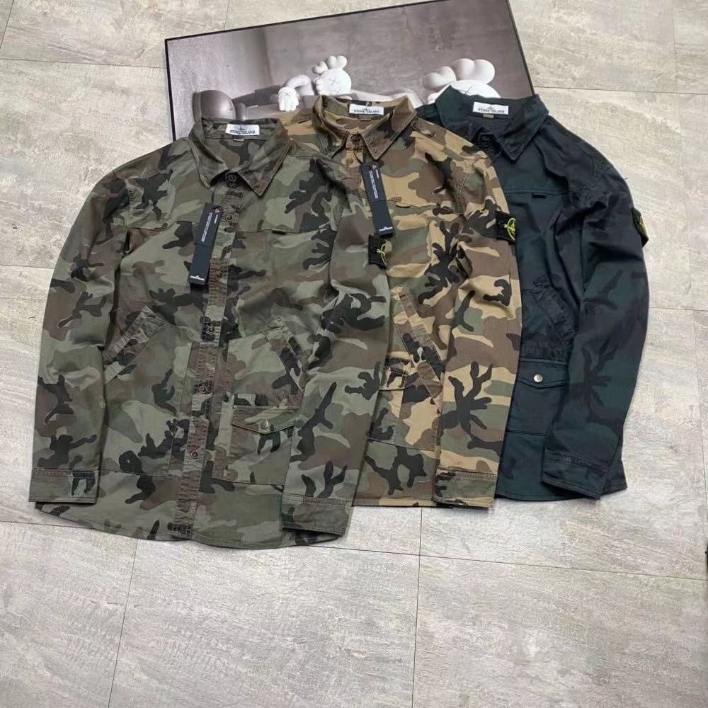 Stone Island Camouflage Shirt Coat Loose Fit Autumn Fashion