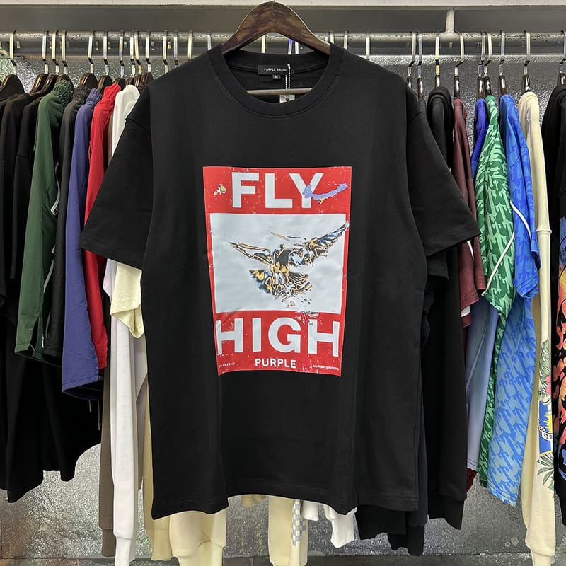 pu*re b*and fly high printed short sleeve loose t-shirt for men and women