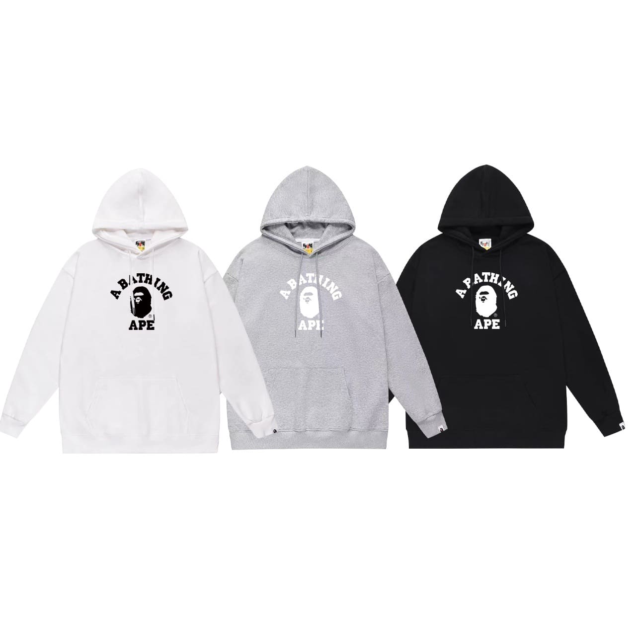 BA Ape Head Logo Letter Print Hoodie Loose Fit for Men and Women