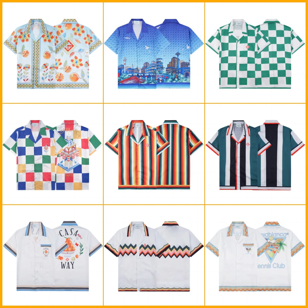 Casablanca Printed Beach Short Sleeve Shirt for Men Spring and Summer
