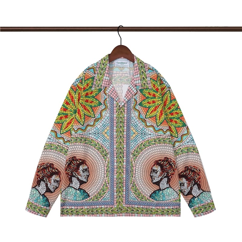 Casablanca Flower Shirt Spring and Autumn Vacation Beach Shirt for Men