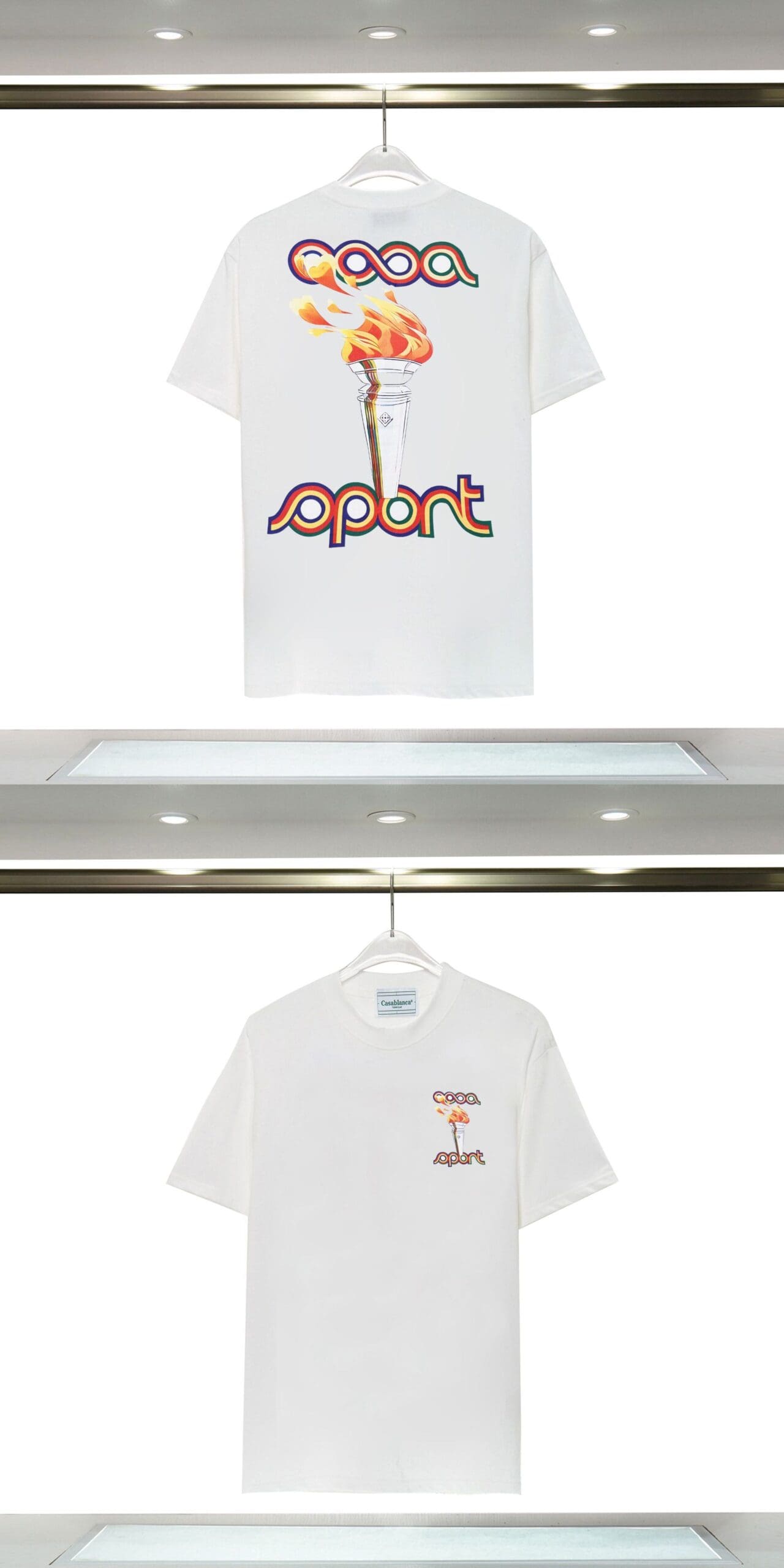 Casablanca Double Yarn Cotton Letter Print T-Shirt for Men and Women