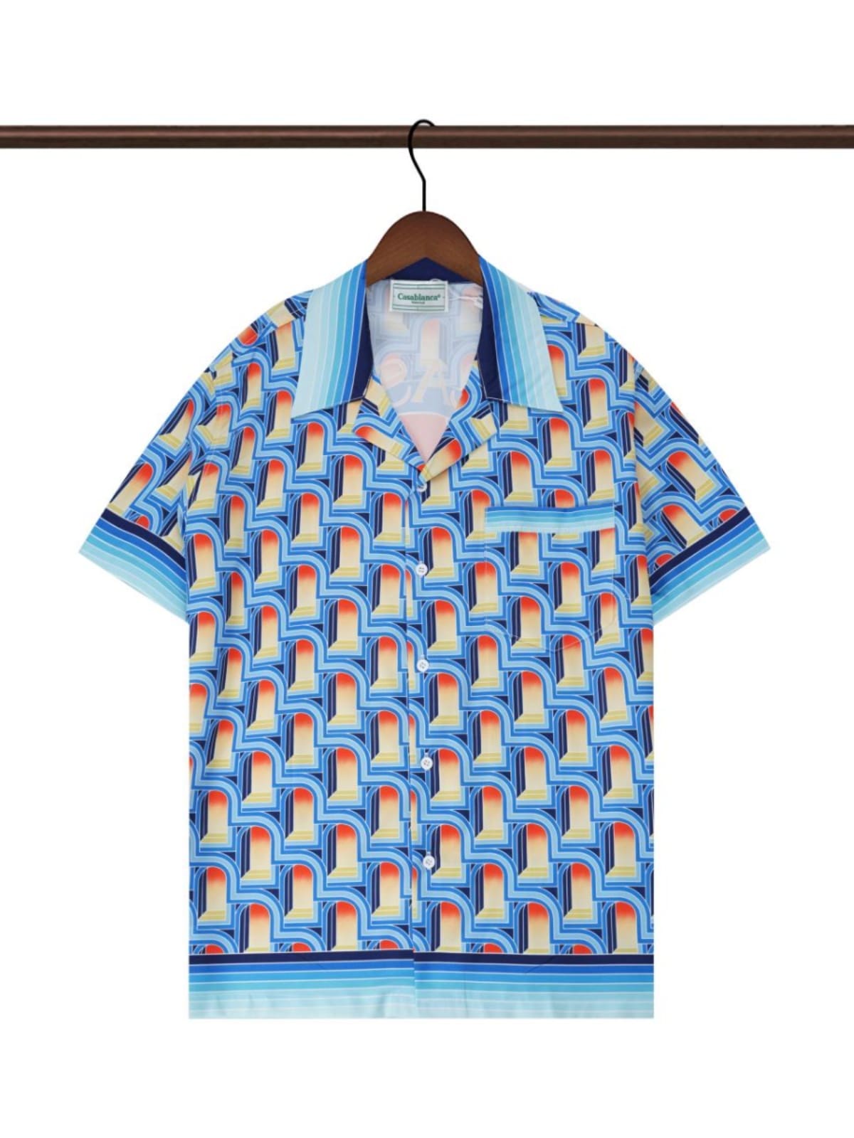 Casablanca Gradient Arch Bridge Full-Print Sports Short Sleeve Shirt for Men and Women