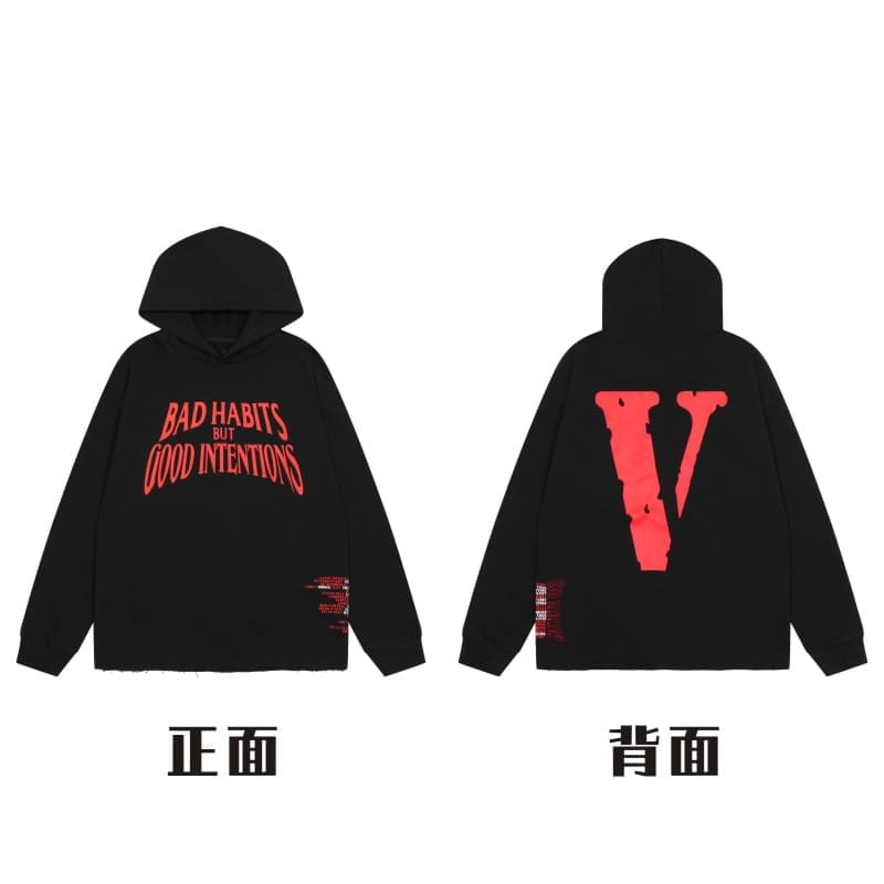 VLONE Large V Hooded Sweater Retro Pullover for Men and Women