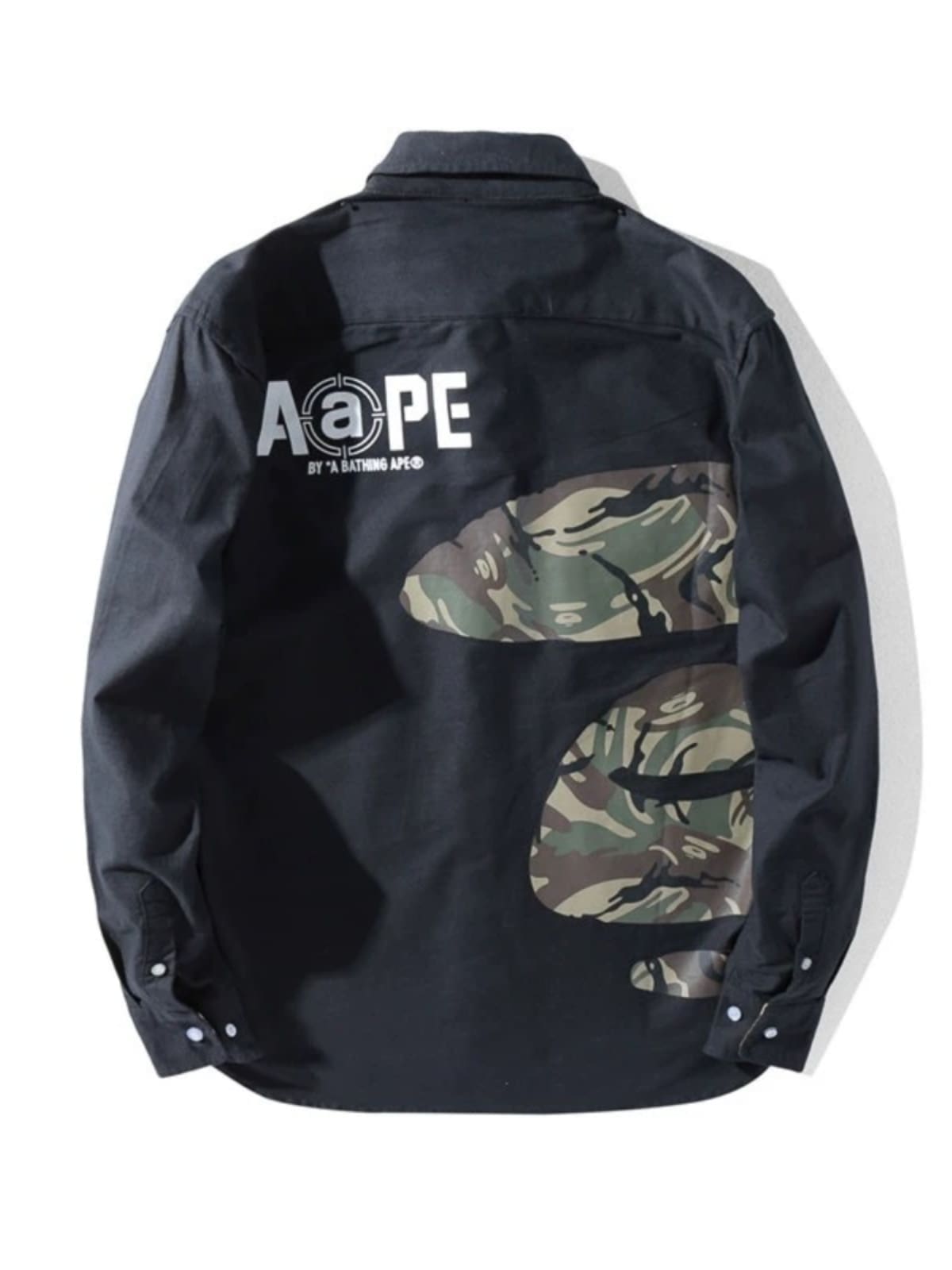 AAPE Ape Head Camouflage Letter Print Long Sleeve Shirt for Men and Women