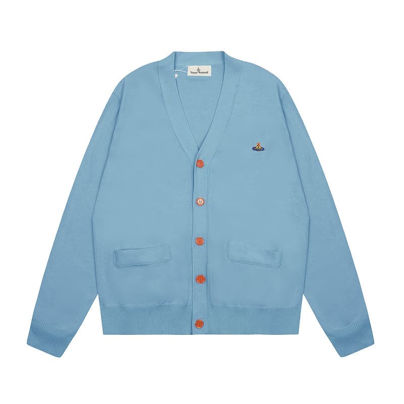 Vivienne Westwood Saturn Embroidery Loose Knitted Cardigan Sweater for Spring and Autumn