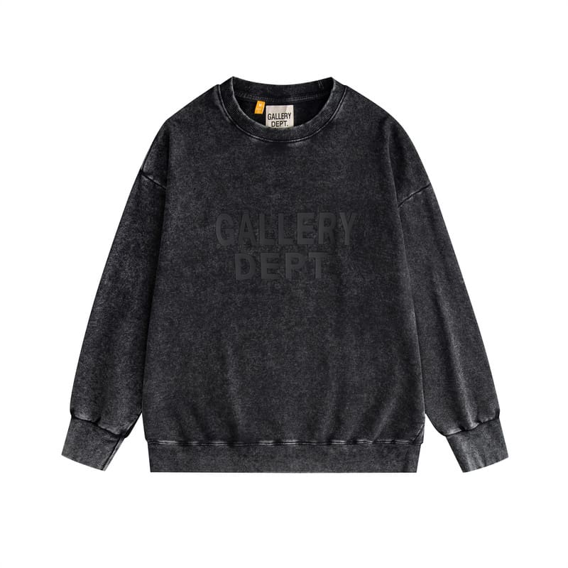 Gallery Dept Letter Logo Washed Terry Round Neck Sweater for Men and Women