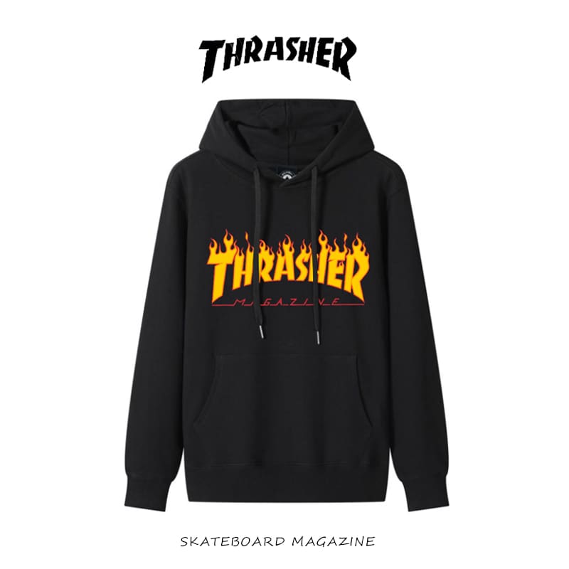thrasher flame yellow fire hooded sweater loose casual pure cotton coat