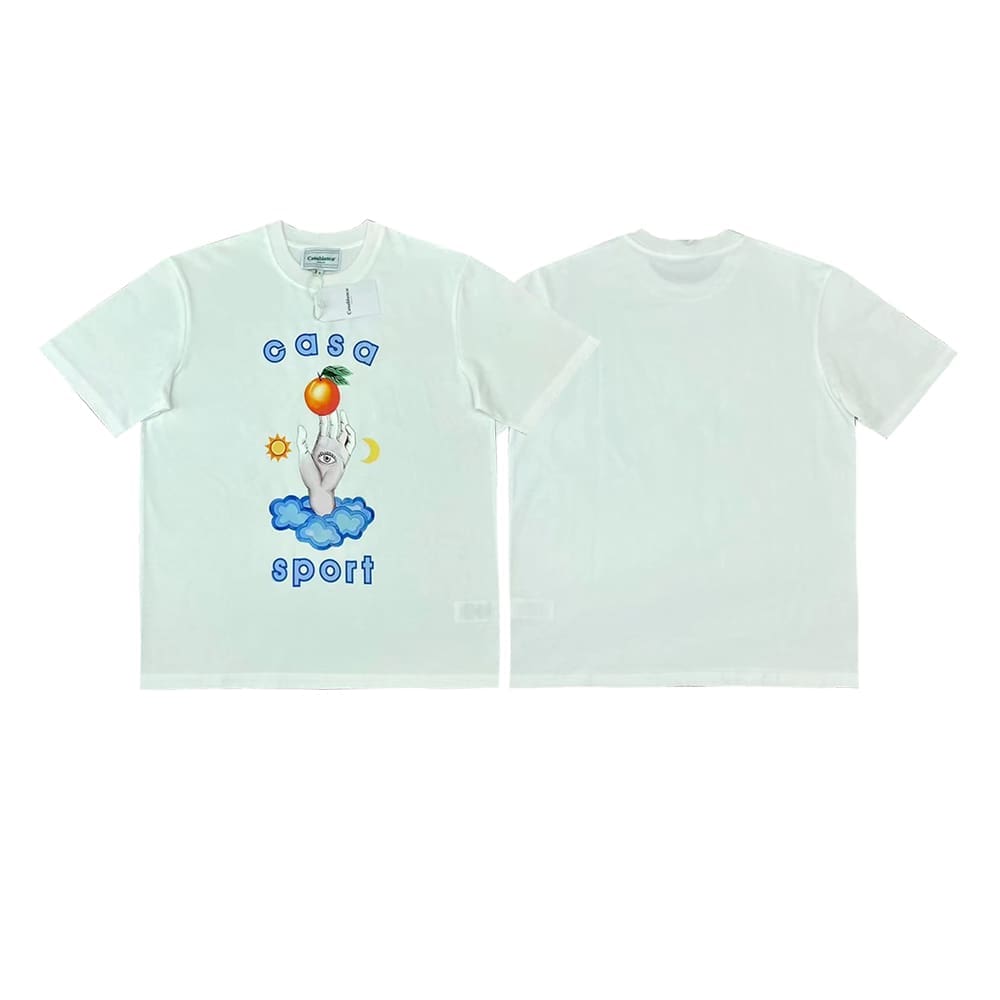 FOG AMIRI CASABLANCA Printed Pattern Loose Round-Neck Short-Sleeve T-Shirt for Men and Women