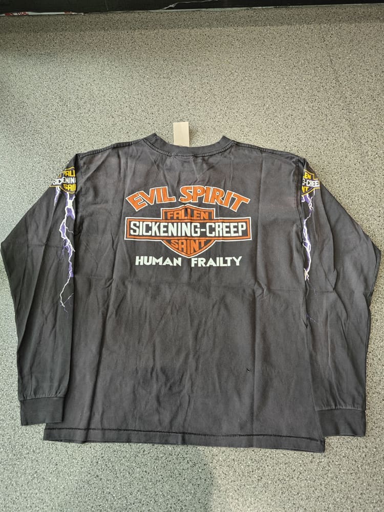 Saint Michael Lightning Crack Washed Vintage Long Sleeve T-Shirt for Men and Women