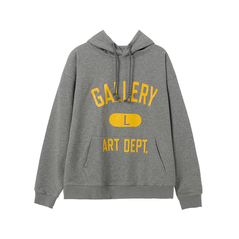 Gallery Dept Letter Print Loose Hooded Sweater for Men and Women