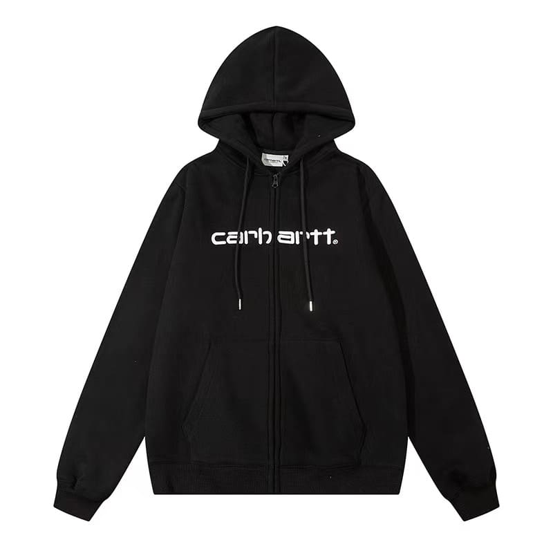 Kaha Letter Embroidered Zipper Cardigan Fleece Hoodie