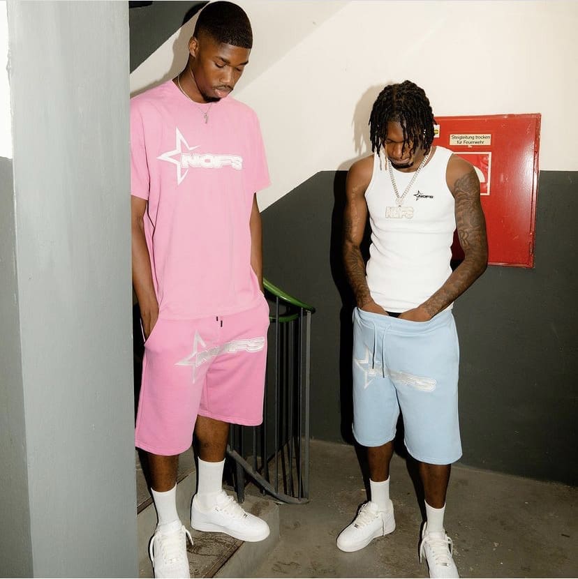 NOFS Letter Print Shorts Suit European Hip Hop Style High Street Sports Set