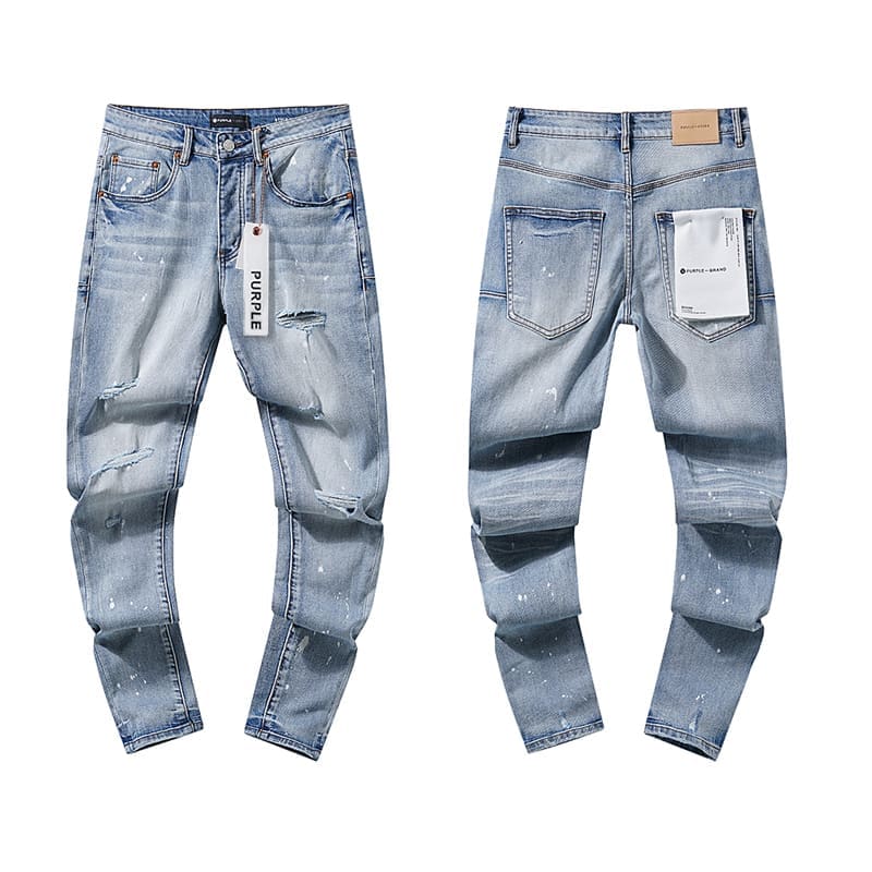 pu*re b*and ink splash retro tattered jeans for men and women