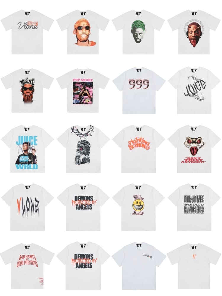 VLONE Large V Short Sleeve T-Shirt High Street Spring Summer Casual Wear